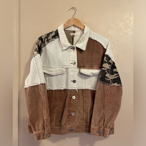 POL Jackets & Blazers - POL women’s patchwork jacket sz L